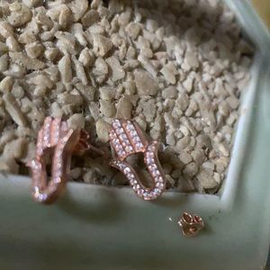 Vintage 925 rose gold topaz hamsa hand earring